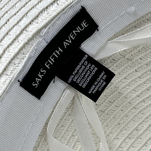 Vintage Saks Fifth Avenue Sun Hat Wide Brim Ivory Cream Sophisticated Beach Wear main image 11